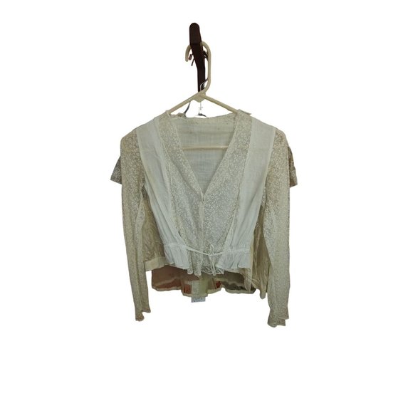COPY - Vintage/Antique Lot of 5 Damaged/ Wounded Cream Various Era Blouses  "As… - Picture 8 of 16